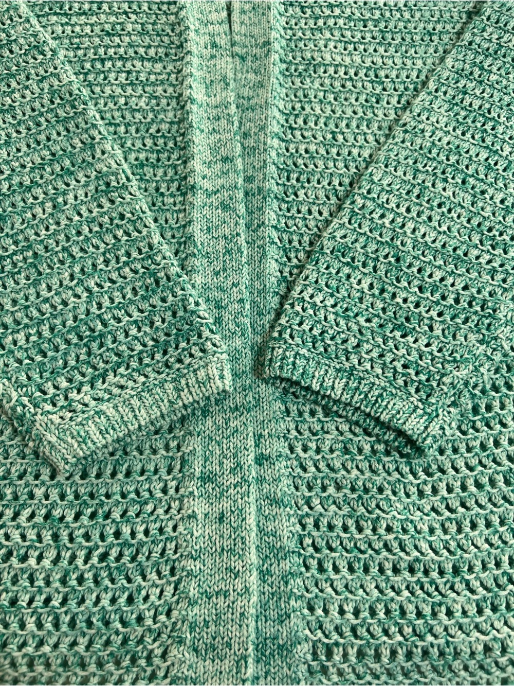 J Jill Cotton Crochet Cardigan Mint Green Open Knit Beach Cover Up Size M - Picture 8 of 13